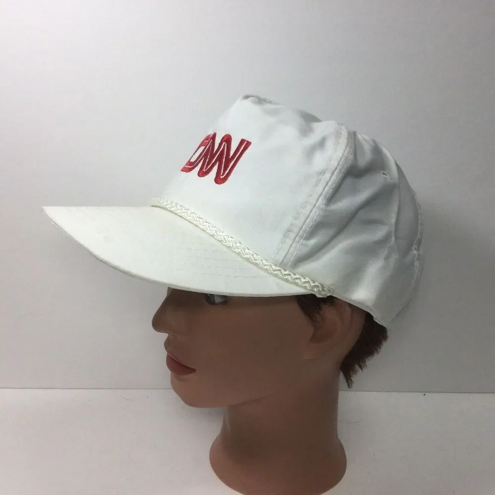 Vintage CNN Sports Hat News Network Embroidered SnapBack‎ White Trucker Cap